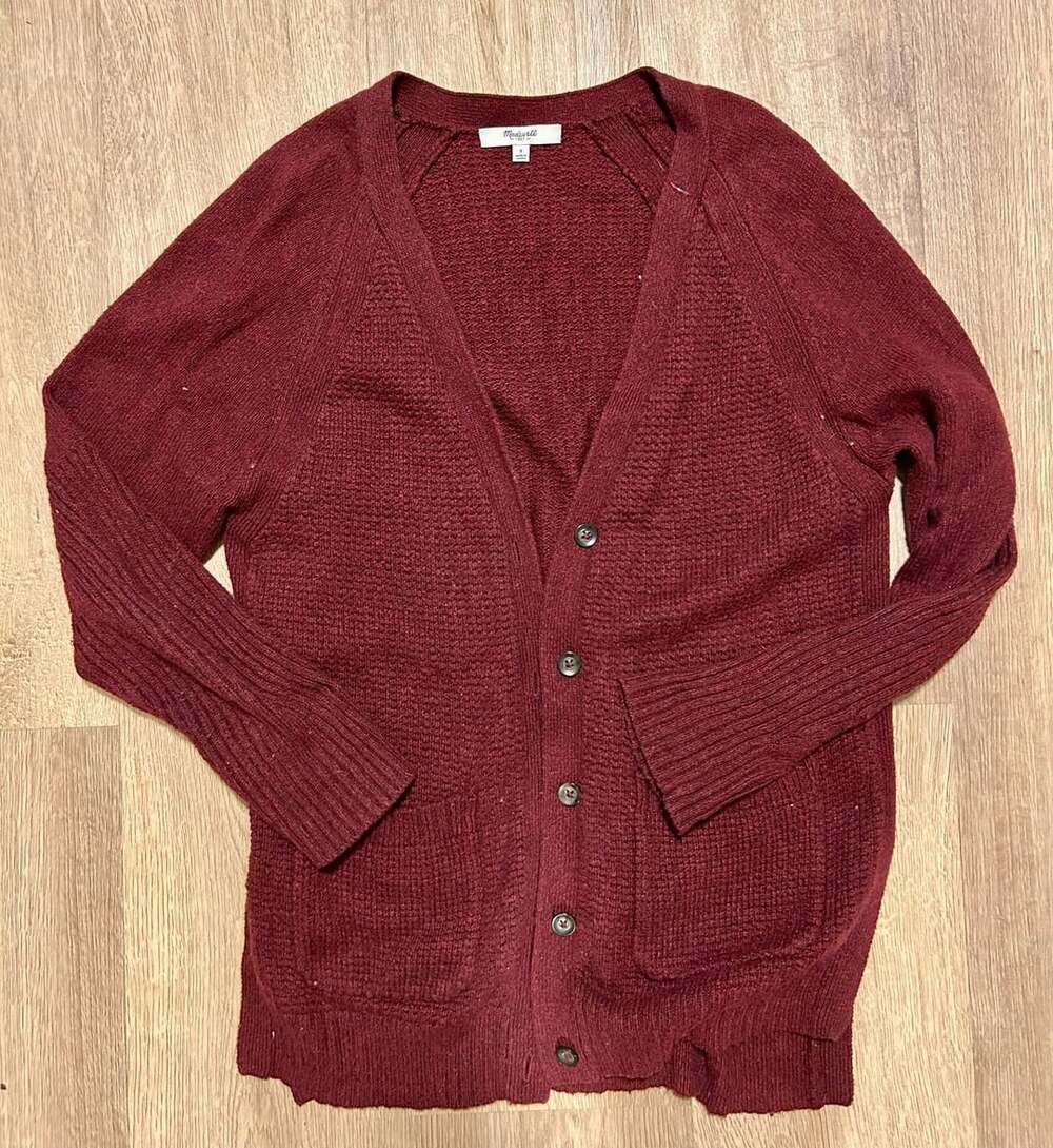 Madewell Cardigan Size S Burgundy Knit Sweater